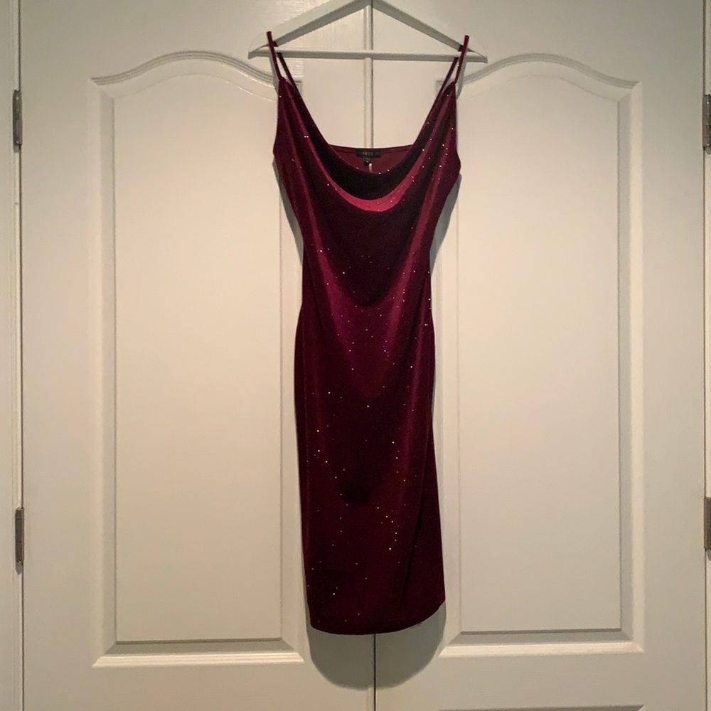 Burgundy velvet sparkly dress